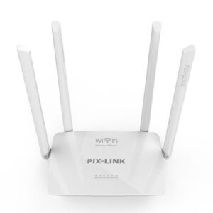 WR08 Wireless WiFi Router, 4 Antenna Repeater,Wi-Fi 300mbps Signal Booster-White