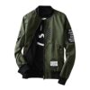 Fashion Bomber Jacket Coat Patchwork Zipper Two Sides Double Side - Green - Image 3