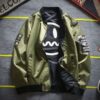 Fashion Bomber Jacket Coat Patchwork Zipper Two Sides Double Side - Green