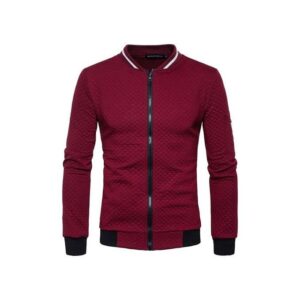 Fashion Mens Zipper Comfort Blazers Windbreak Lightweight Jackets Coats-Burgundy